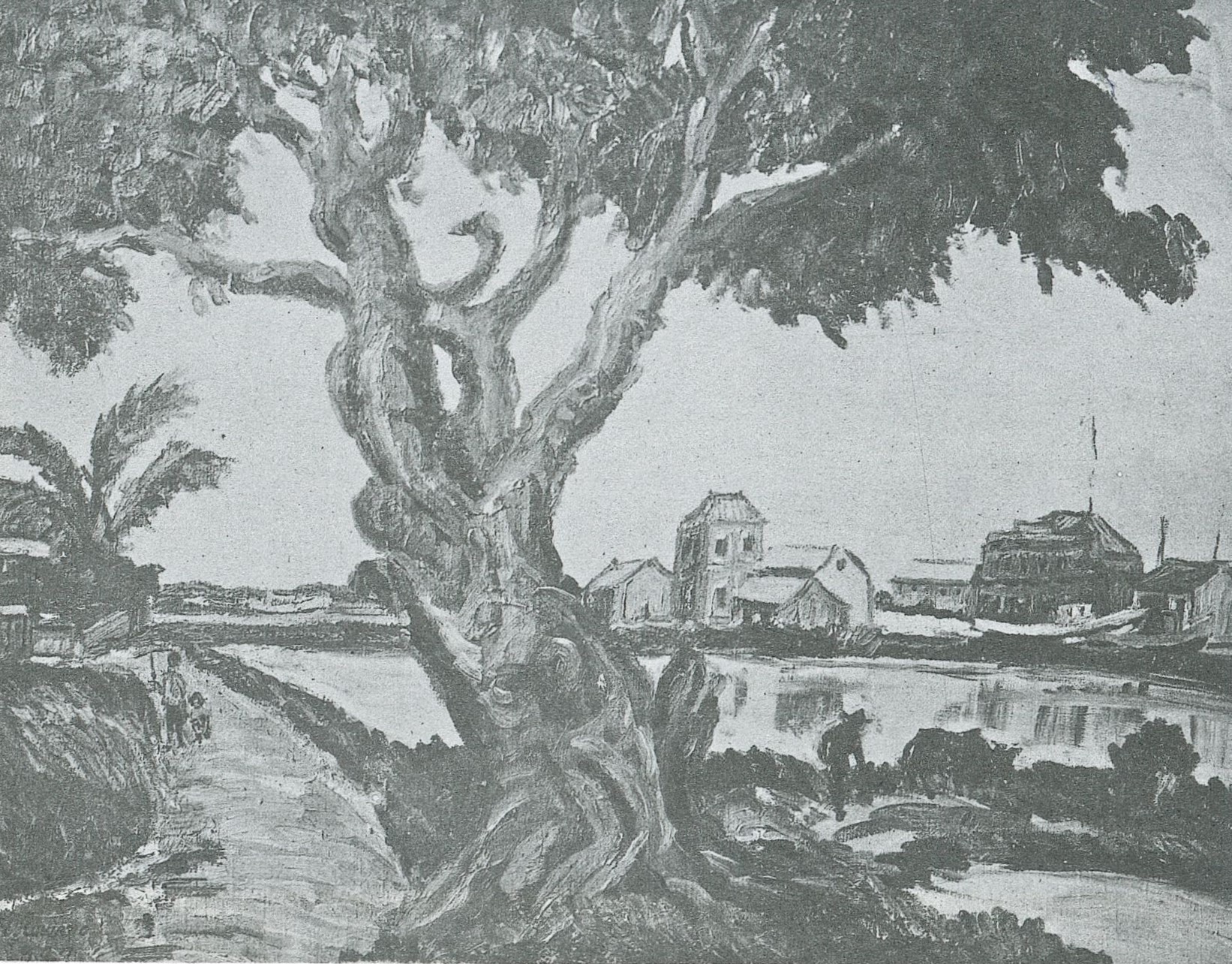 桑野龍吉《有榕樹的運河》_第一回臺展